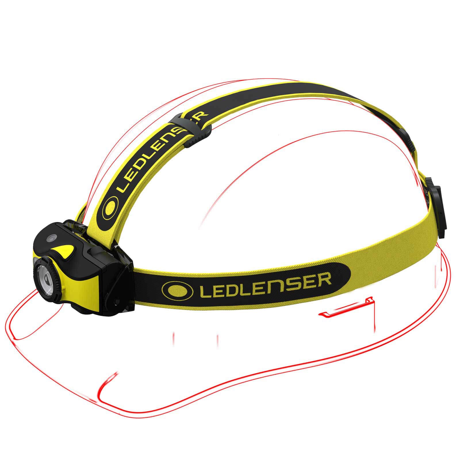 Ledlenser iLH8R robuuste LED-hoofdlamp voor werkplaatsen, focusseerbaar, oplaadbaar met lithiumbatterij, explosiebeveiligde EX-zone 2/22, 300 lm, waterdicht IP68, 160 m, incl. batterij en laadstation