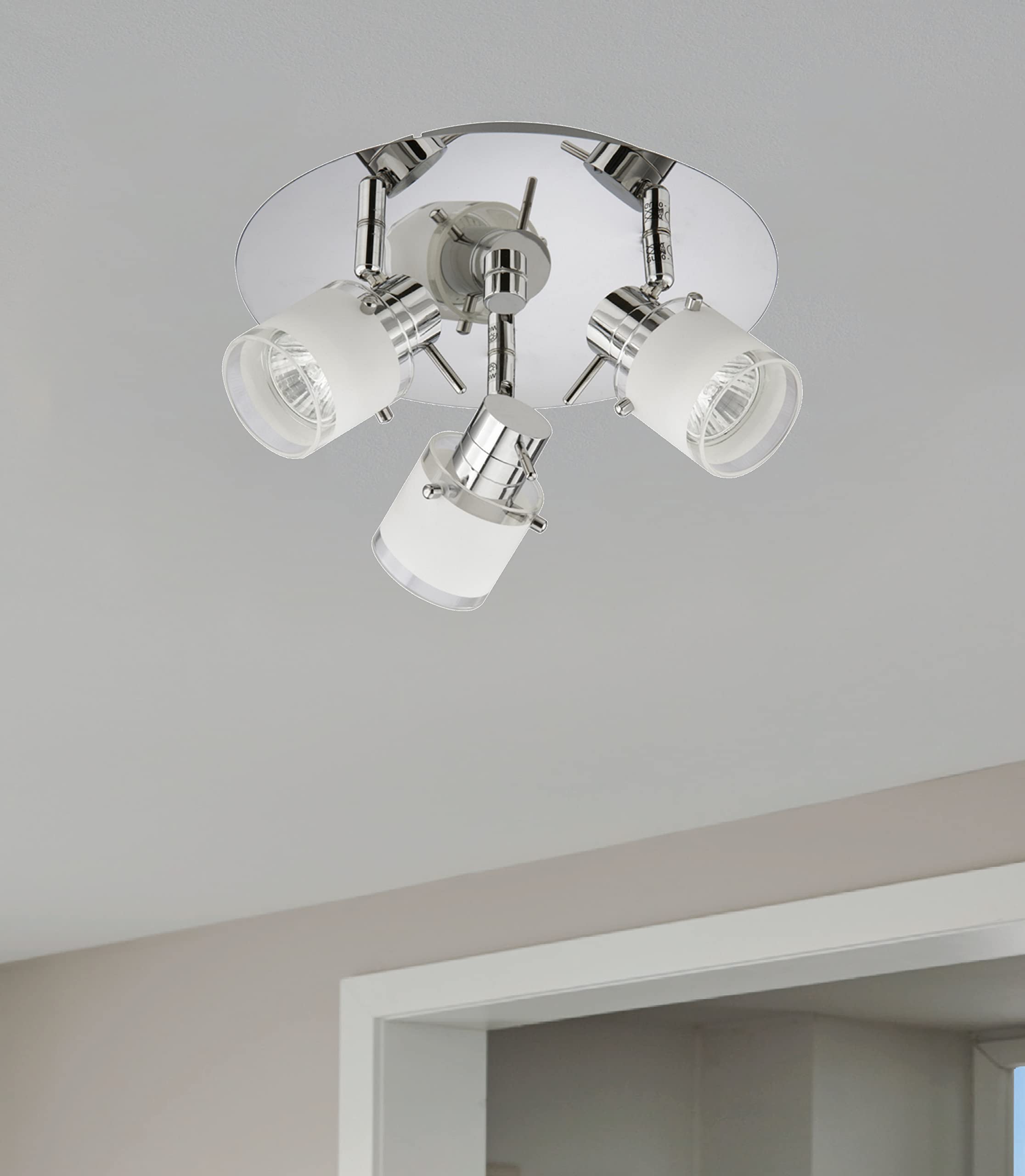 Trango 3-flammig 1006R-6KSD LED Badleuchte IP44 *RONNY* Bad Deckenleuchte inkl. 3x 5 Watt 3-Stufen dimmbar 6000K Tageslichtweiß GU10 LED Leuchtmittel Deckenstrahler, Spots schwenkbar & drehbar