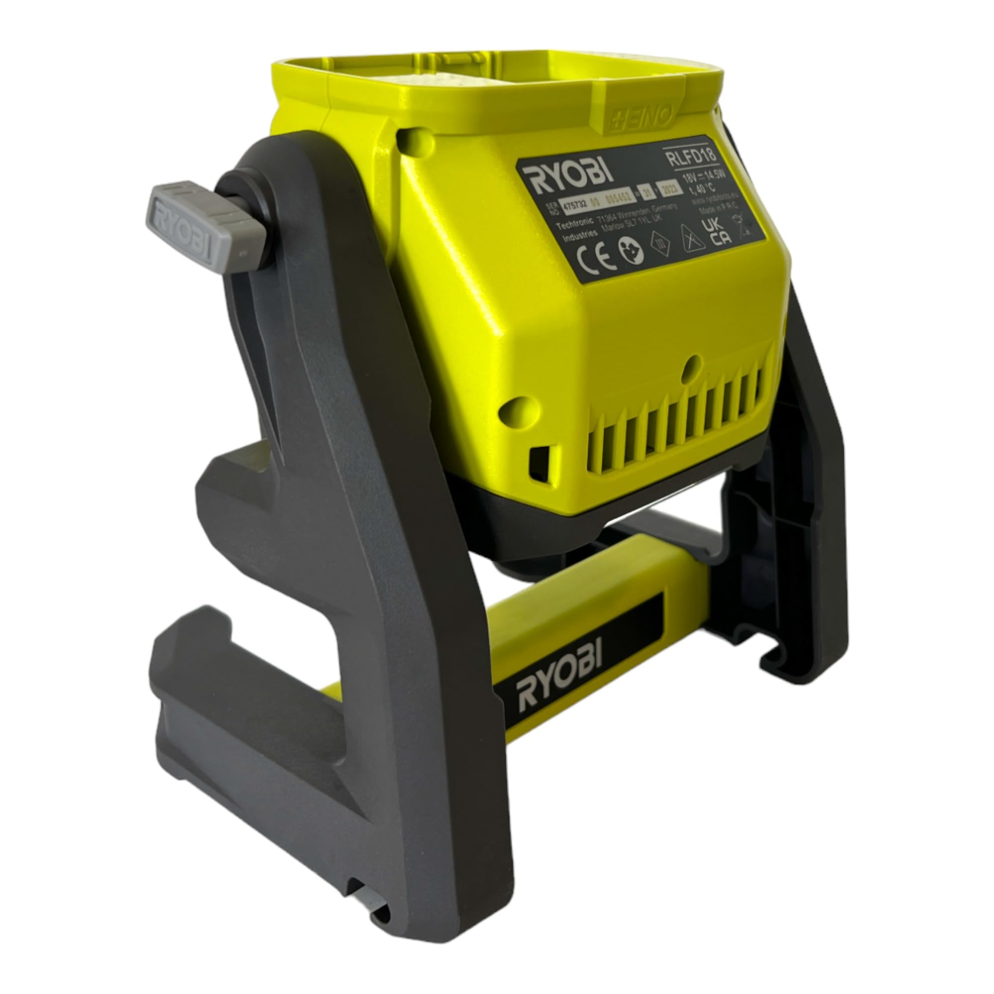 Ryobi RLFD18-0 Faro 18V, Batteria Non Inclusa, con 3 Impostazioni di Luminosità, Testa Ruotabile di 360°
