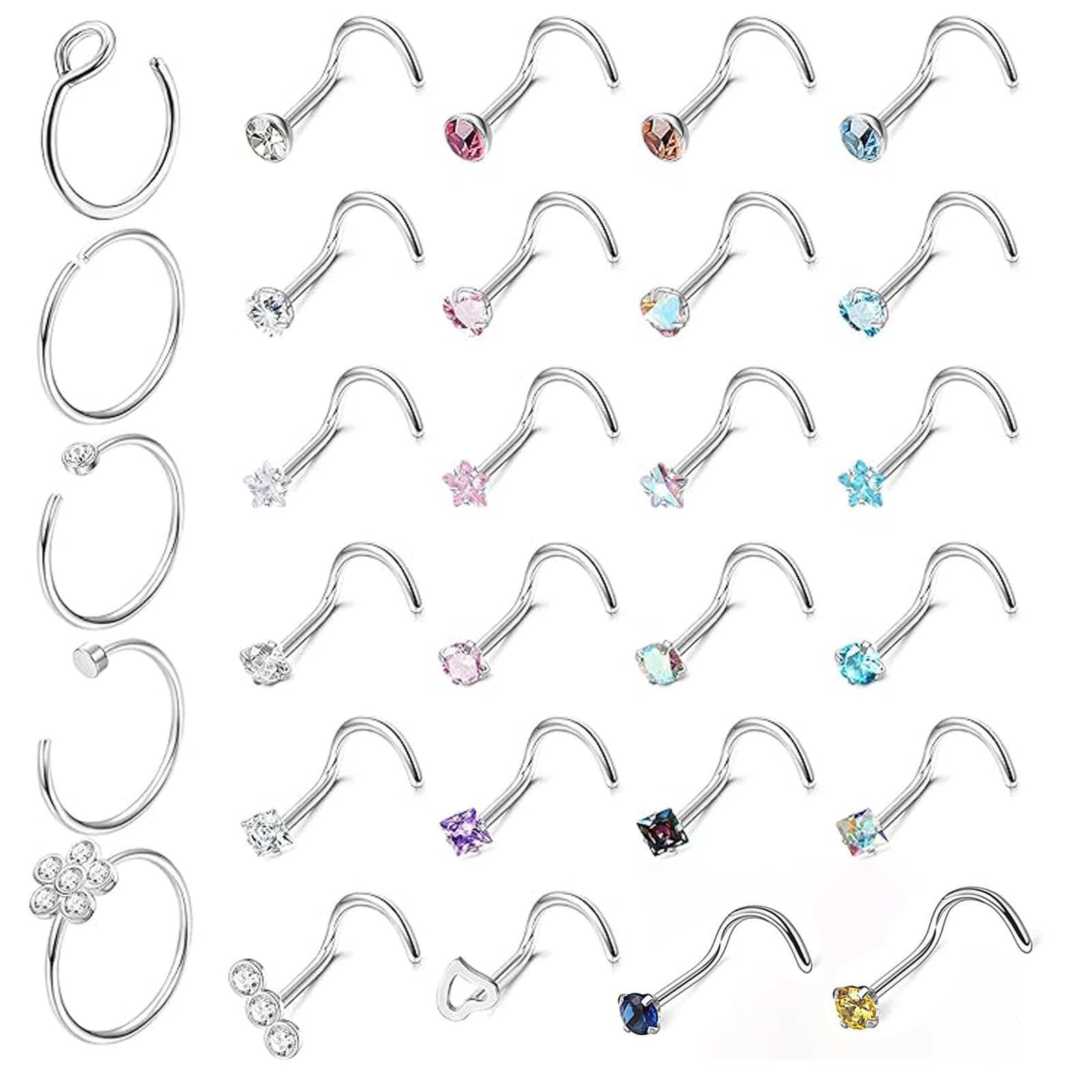 Dochais 240 Pezzi Piercing Naso Acciaio Inox 316L Perno Del Naso - Foto 2