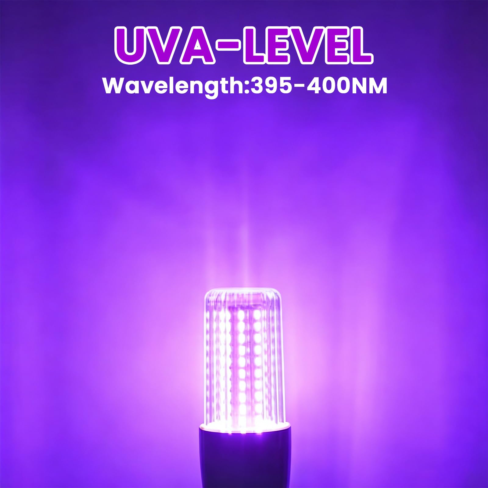 2 Stück UV Schwarzlicht Glühbirne, E27 UV Birne 15W Black Light Bulb, 395-400 nm UVA Level Schwarzlichtlampe, UV Beleuchtung für Party, Keller, Disco, Club -Schwarz