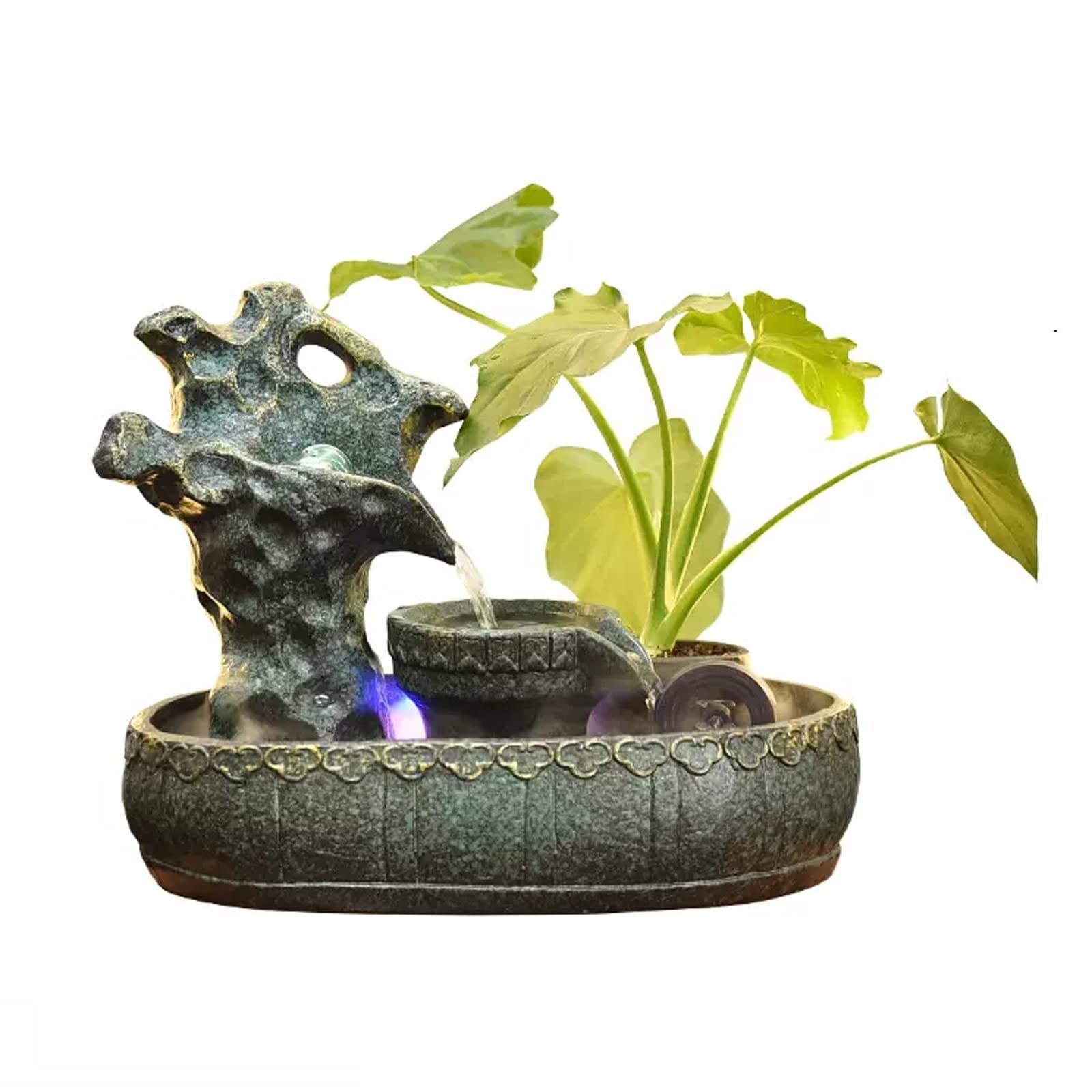 Tischbrunnen, Keramik-Felsbrocken, Mini-Wasserspiel für Schlafzimmer, Büro, Wohnzimmer, Küche, Esszimmer und Badezimmer – ideal zum Entspannen und Meditieren