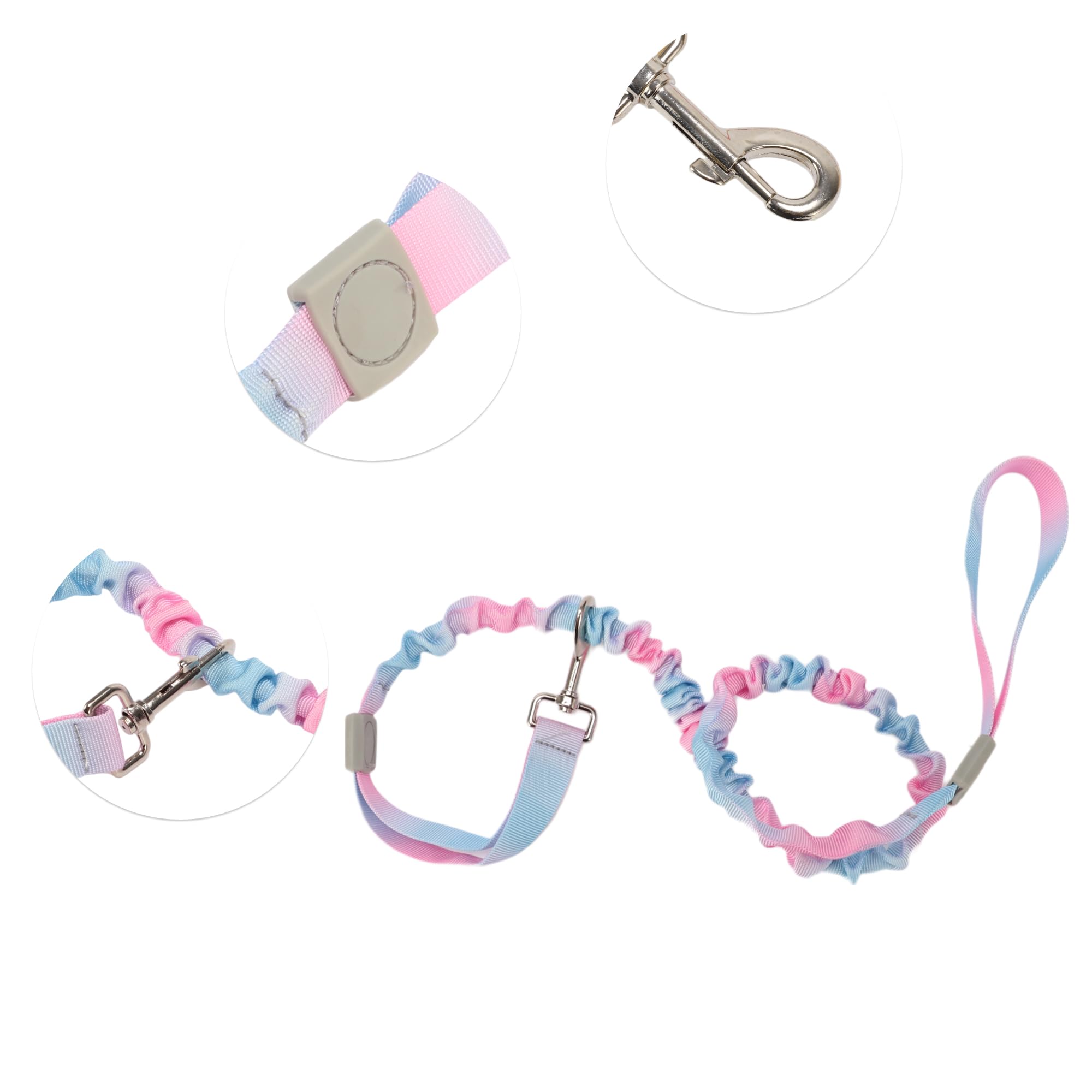CAPASTEC Guinzaglio a Doppia Maniglia per Cani, Corda Elastico Nylon, Blu Rosa Gradiente, Lunghezza 110-160cm