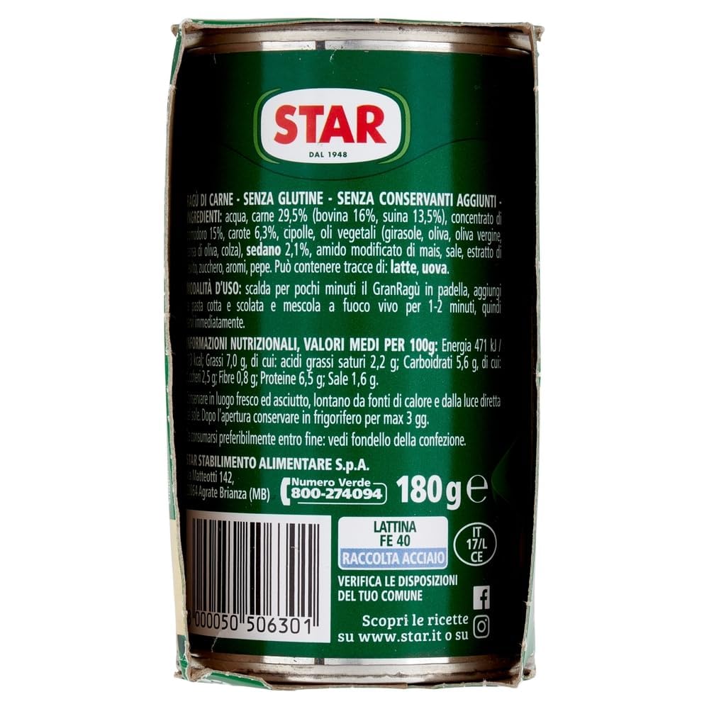 Star Il Mio Gran Ragù Classico – 24 paquetes dobles (2 × 180 g) salsa de carne lista para servir, 100% carne italiana, sabor auténtico, + llavero Beni Culinari gratis