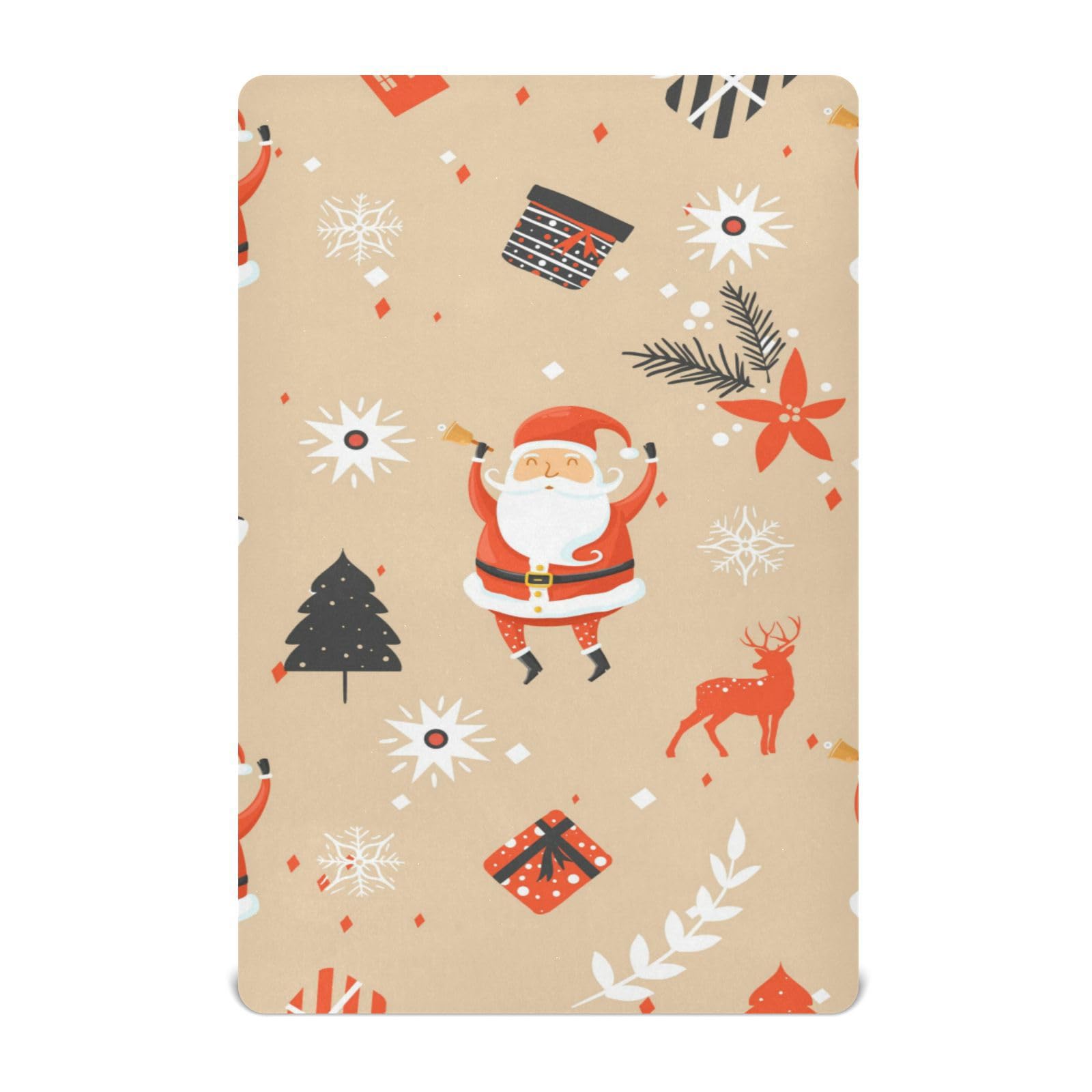 Moudou Christmas Santa Claus Playard Sheet for Boy Girls, Soft Breathable Fitted Toddler Sheet for Standard Playard Bed Mattress, 39 x 27 x 5 Inch