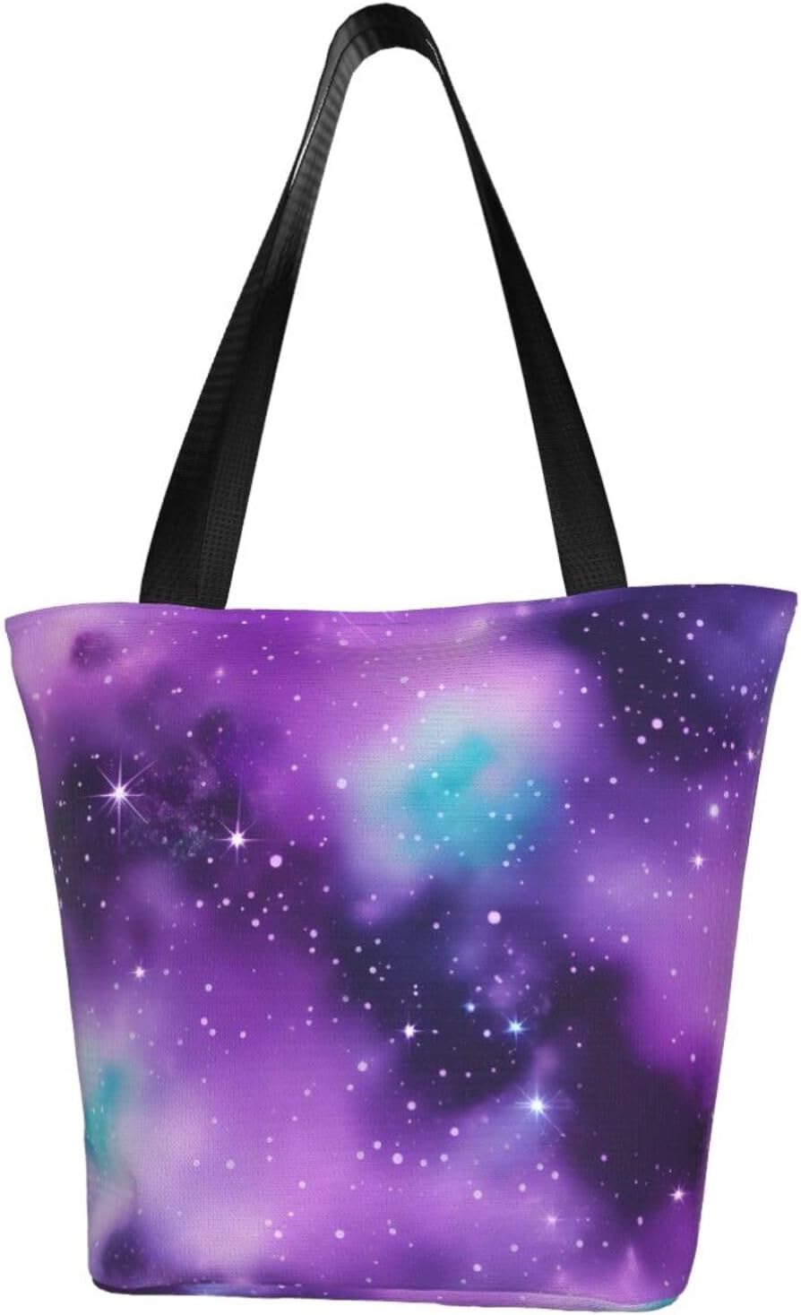Magic Galaxy Sky Purple Print Comfortable Summer Shoulder Bag Canvas Tote Travel Beach Hiking Shopping Weekend
