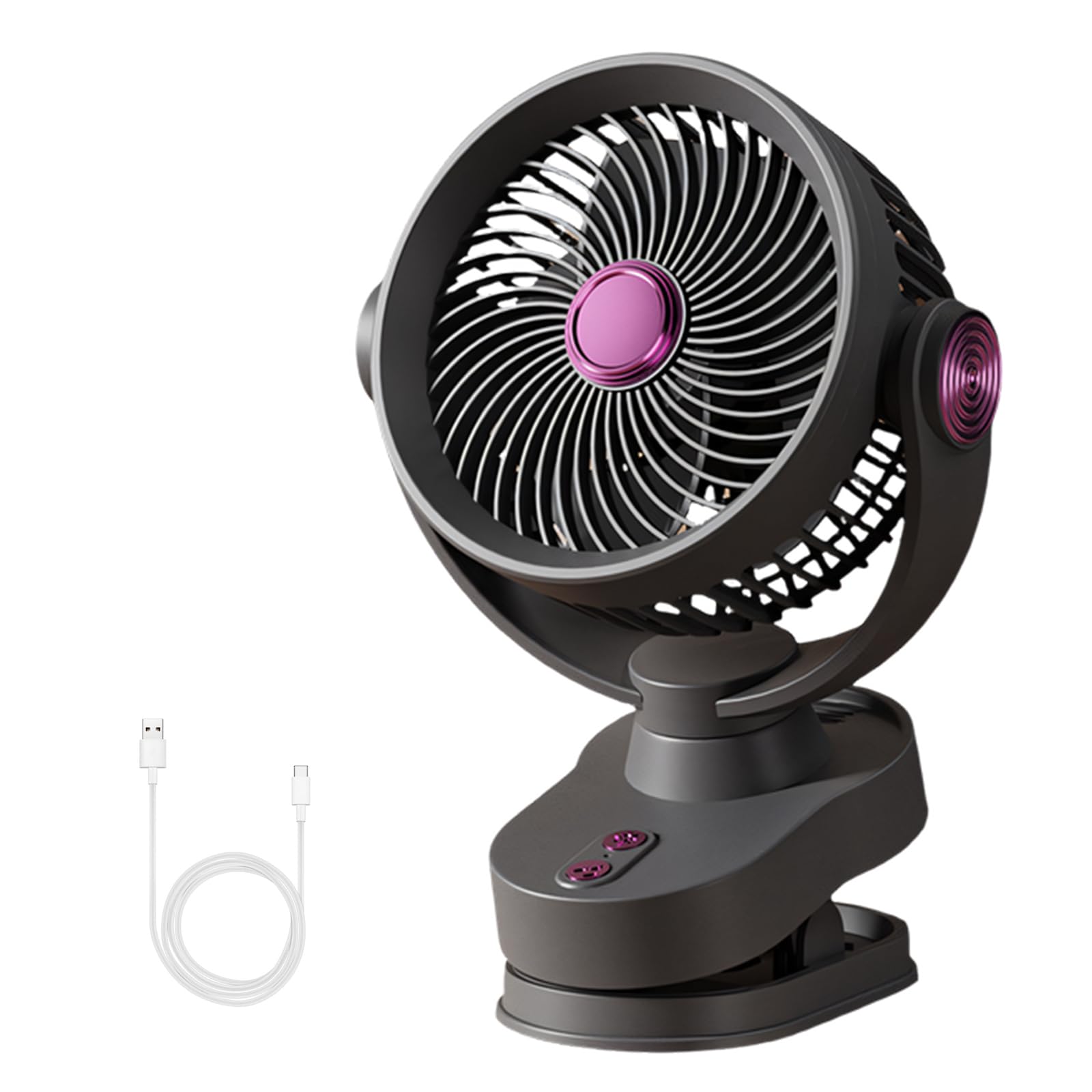NRVTRE Compact Desktop Clip Fan 3 Lighting Modes Small Charging Air Circulating Fan for Personally Space for Offices, Dorm Small Charging Air Circulating