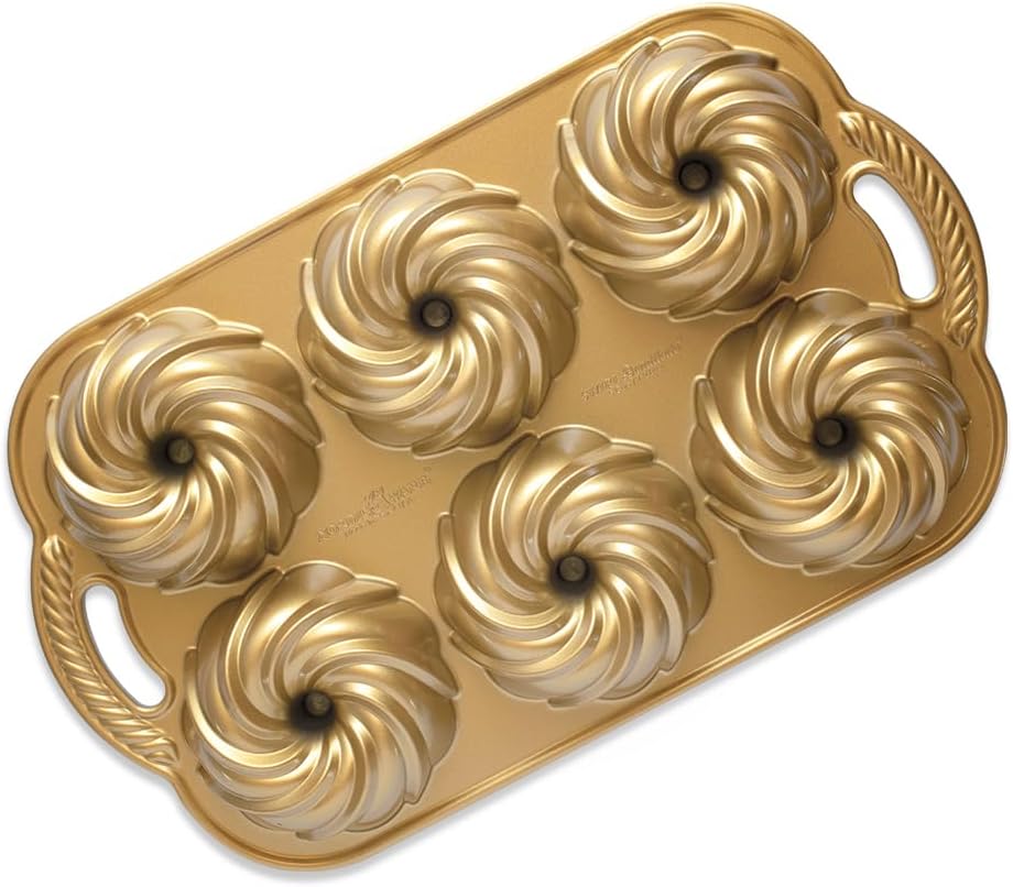 Nordic Ware 91377 Nordicware 9 Cup Bundt Quartet Pan, Gold
