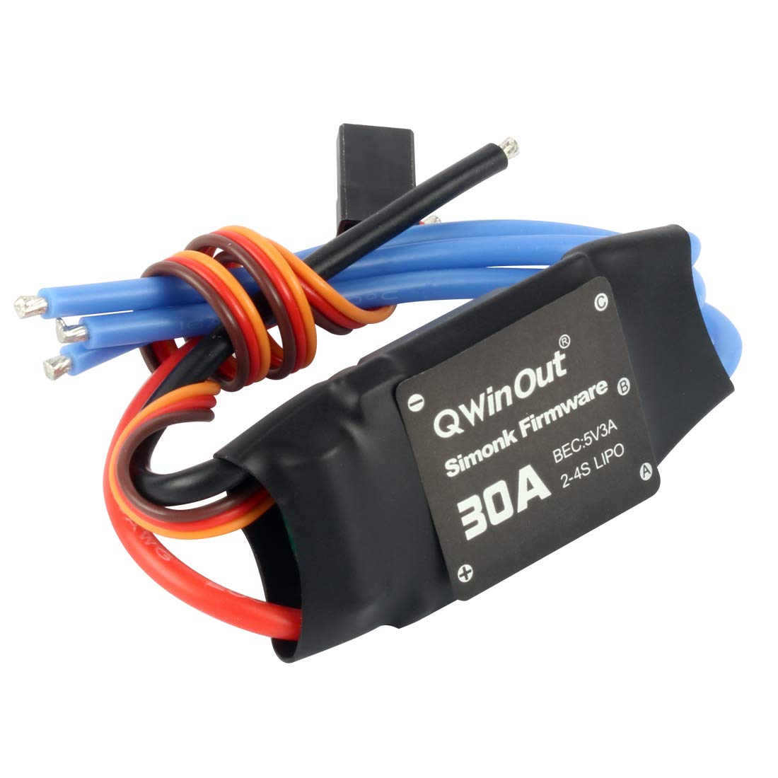 QWinOut A2212 1400KV Brushless Outrunner Motor 10T + 30A Speed Controller ESC + 3.5mm Banana Connectors for DIY RC Drone Aircraft KK 4 Axle Copter UFO (4 Set)