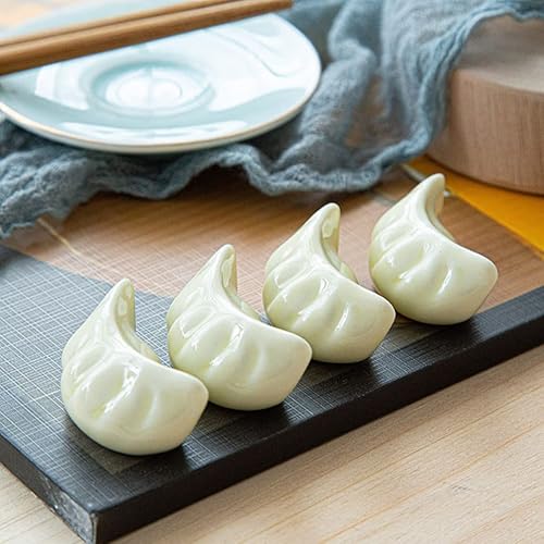 Miniatura 7 de Hemoton 4 piezas de bolas de masa hervida de cerámica, soportes para palillos de palillos de cuchara, soporte para tenedor (blanco)