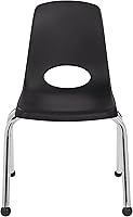 Vista 4 de FDP 10380-BK - Silla escolar apilable de 14 pulgadas, asiento apilable para estudiantes con patas de acero cromado y deslizadores de bolas