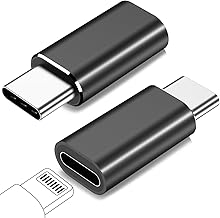for Lightning Female to USB C Male Adapter for iPhone 16 15 Pro Max Plus,for iPad Air,for Samsung,Support 27W PD Fast Charging&Data Transfer,Type C Charger Connector Cable,Not for Audio/OTG,Black
