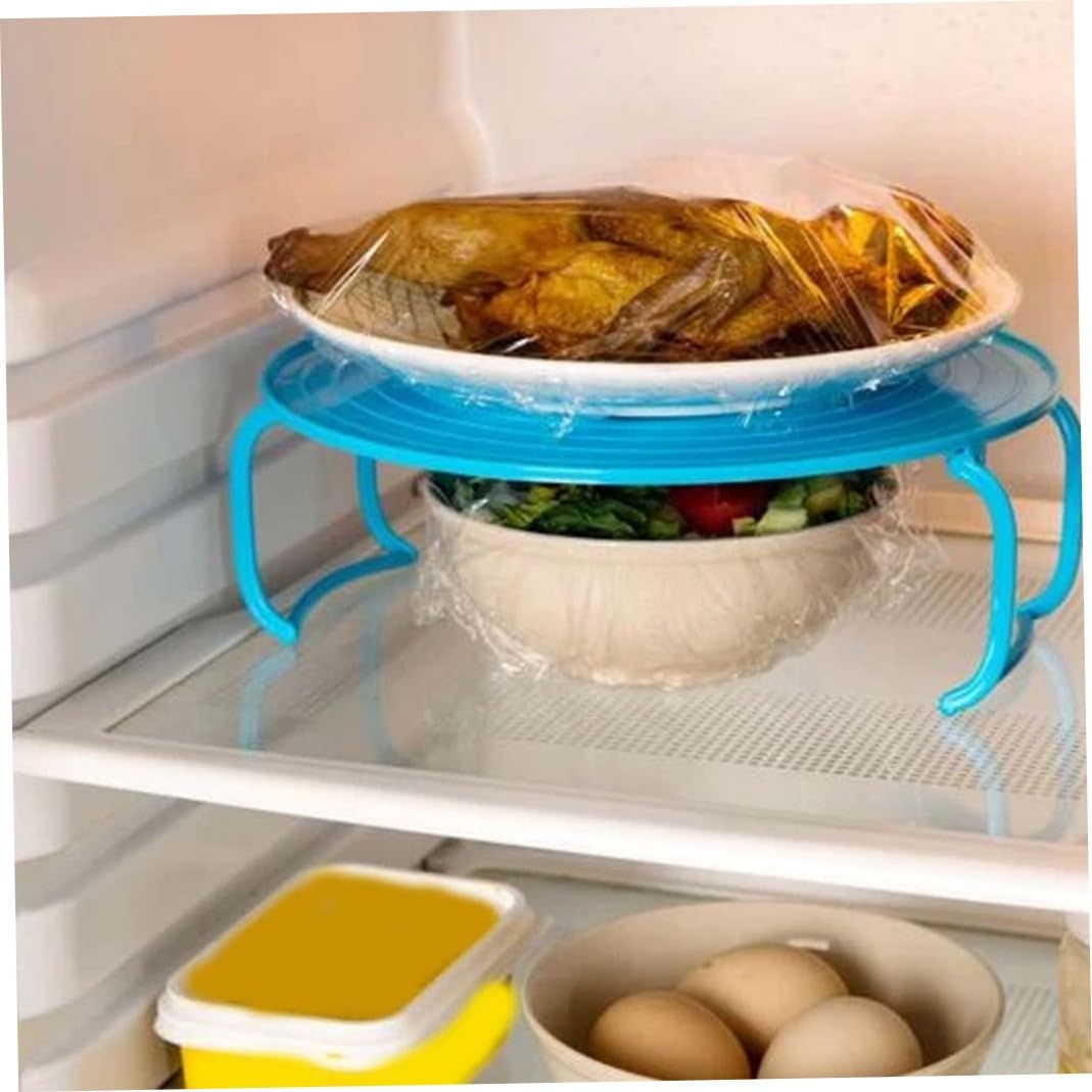 Microwave Tray Rack Folding Microwave Plate Stackers Plastic Microwave Tray Stand Round Microwave Grill Rack Stand Microwave Accessories Blue