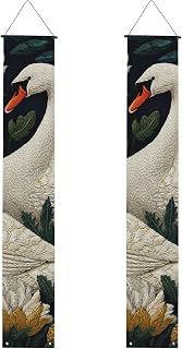 Banner Large Hanging Welcome Sign two swans Porch Banner Indoor Outdoor Wall Backdrop Yard Signs Decor Party Banners for Home Porch Door Sign