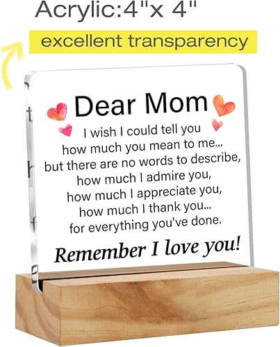 Miniatura 2 de Regalo para mamá de hija o hijo, recuerdo que te amo mamá, placa de acrílico para escritorio con soporte de madera, letrero de escritorio para