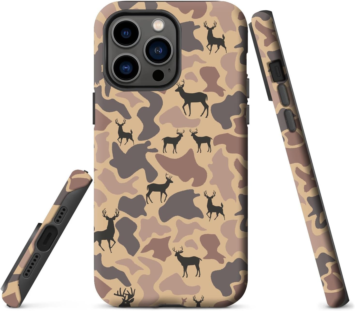 Generic Case for iPhone 15,Camo Camouflage Deer Phone Case for Men Girls Boy Kids Women,Dual-Layer Hard Shell Silicone Cover Shockproof Protective Case for iPhone 15 - Image 2