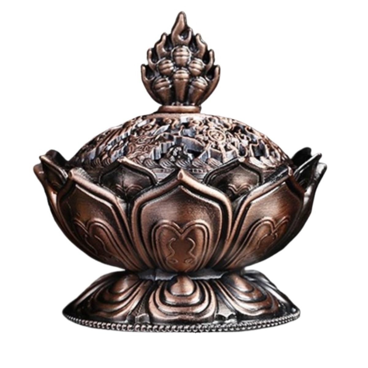 Incense Burner Classic Lotus Vintage Incense Burner Holder Suitable For Stick And Cone Home Decor(Bruin)