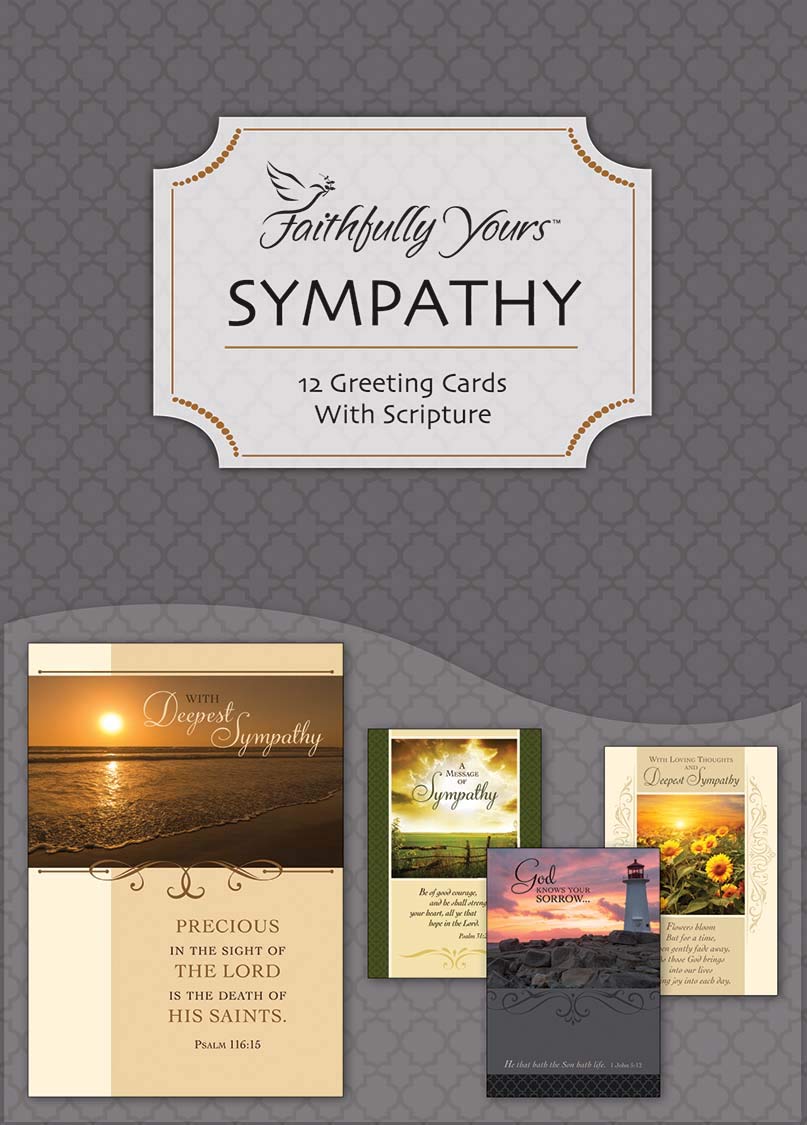 Designer Greetings Faithfully Yours Inspirational Sympathy Boxed Card Assortment, in His Comfort with Biblical Scripture Verses (Box of 12 Greeting Cards with Envelopes), Grey (Model: 678-00255-000)