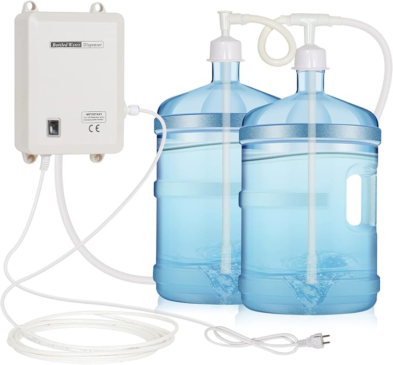 Bottle Water Dispensing System with Double Inlets 5 Gallon Water Jug Pump 5Gal Electric Water Dispenser Automatic Refrigerator Ice Maker Water Dispenser Pump for Home and Kitchen