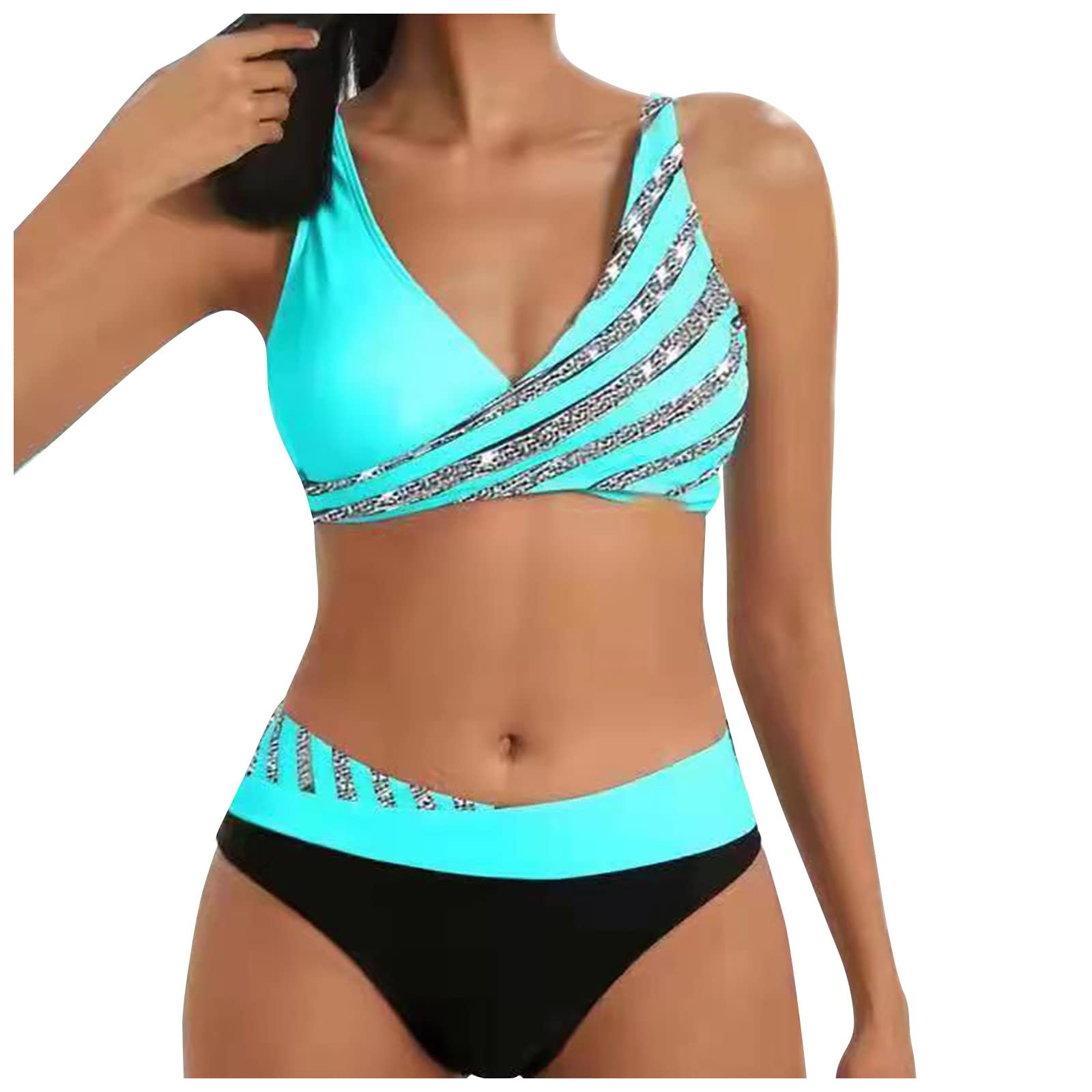 uxxnjfg Bikinis Mujer 2024 Push Up Traje de Baño Dos Piezas Reductores con Lazo Acolchado Deportivo Sexy Bañador Surf Arena Bikinis Beachwear