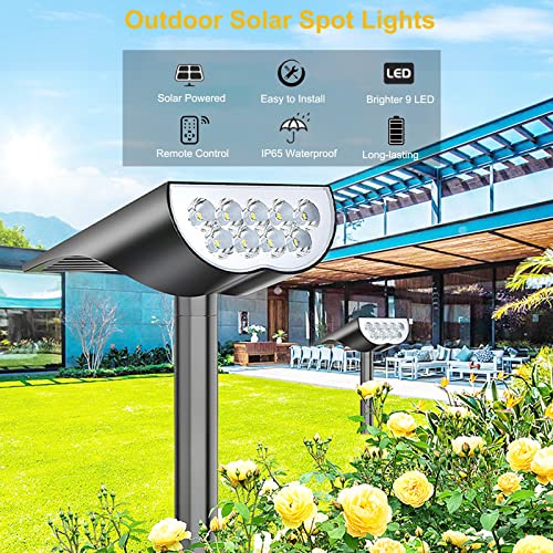 Solar Outdoor Lights, 9 Led Rgb Solar Spot Lights With 3 Lighting Modes And Remote Control, Ip65 Waterproof Solar Landscape Spotlights, Outdoor Lighting Decorative Lights For Garden Yard Pathway #TOP1