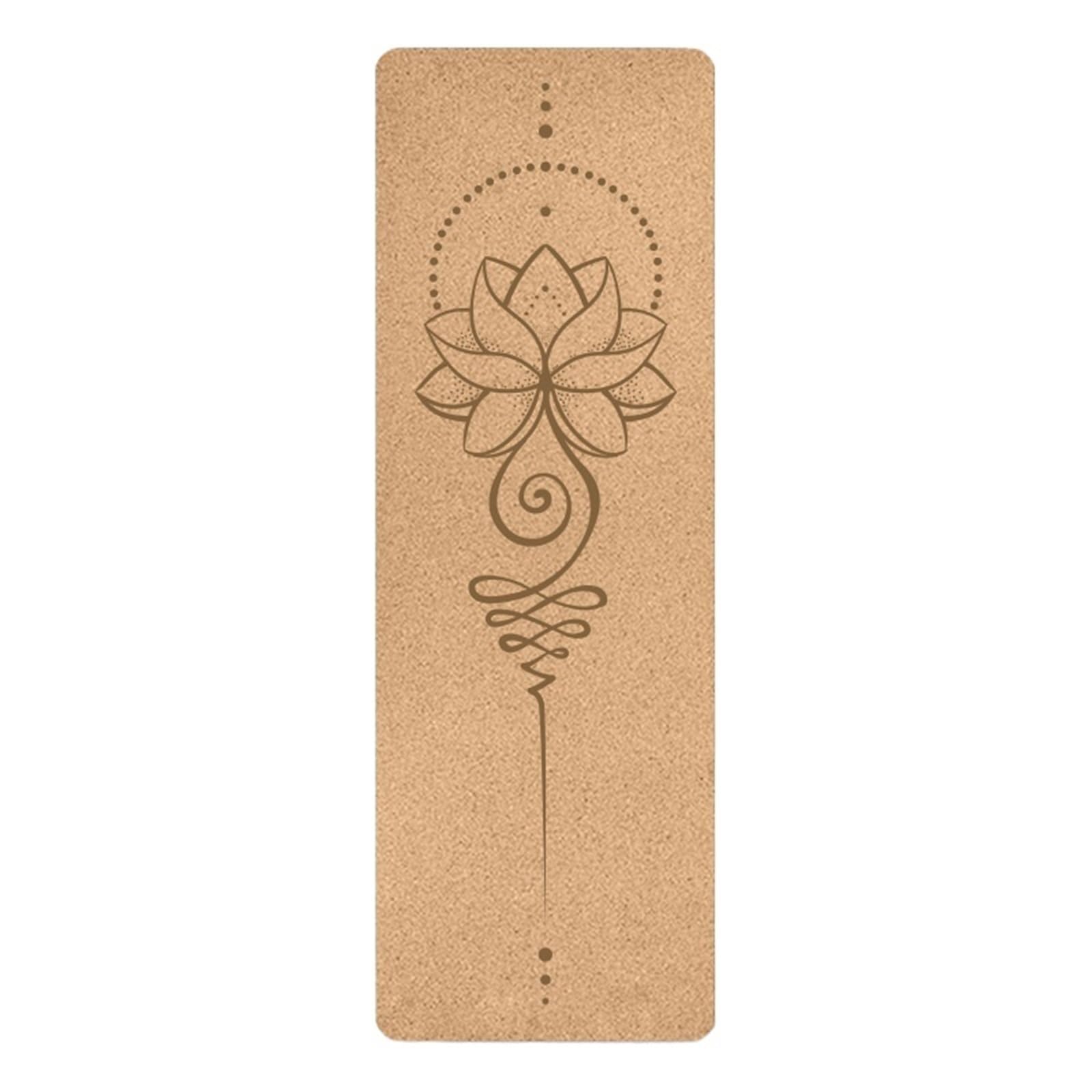 Tappetino da yoga stampato in sughero naturale da 4 mm, antiscivolo, assorbe il sudore, tappetino per fitness a casa, ginnastica, pilates, borsa