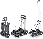 Folding Hand Truck Trolley Cart,Foldable Luggage Car,Utility Dolly Cart with 4 Wheels & 2 Elastic Ropes,Portable Backpack Trolley,Small Dolly,Folding Trolley,Travel,Dolley,Moving, Aluminum Pole