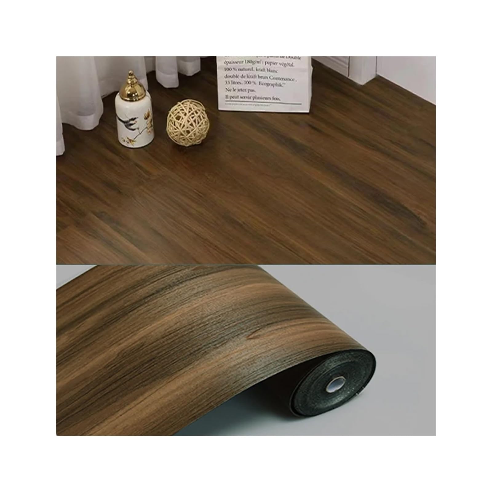 Pavimento Pvc Adesivo Adesivi For Pavimenti In PVC Effetto Legno Da 3/10 M, Autoadesivi Impermeabili Soggiorno, Camera Letto, Armadi, Ispessimento Della Casa(Dark Brown Wood,40cmX10m)