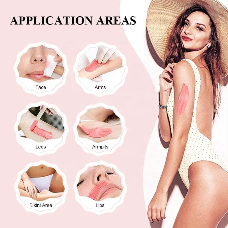 Image of Silicone Wax Warmer Waxing Kit Combo Wax Heater Machine Combo 100gm Brazilian Stripless Formula for Face & Body with Spatula, Ideal for Upper Lips, Chin, Cheeks, Hairline, Bikini & Legs, Automatic Heating (Hair Removal Wax Combo)