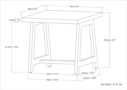 Miniatura 181 de SIMPLIHOME Sawhorse - Mesita de noche de madera maciza de 24 pulgadas de ancho, moderna, industrial, color gris envejecido, para sala de estar y