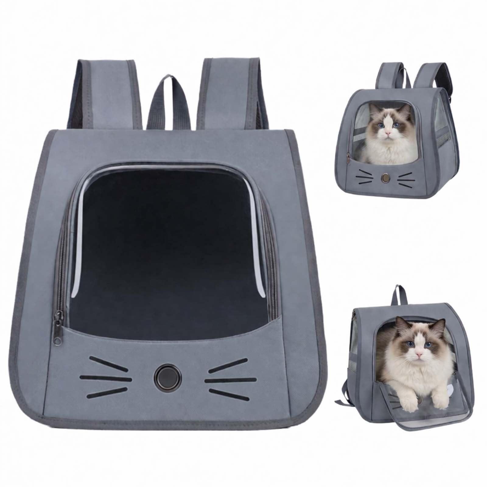 Bolsa para Mascotas Plegable,Mochila Gato y Perro,Mochila Gatos Transporte,Mochila Transportín Perro,Transportin Gato Mochilas para Gatos y Perros,para Mascotas pequeñas como Gatos y Perros (Gris)