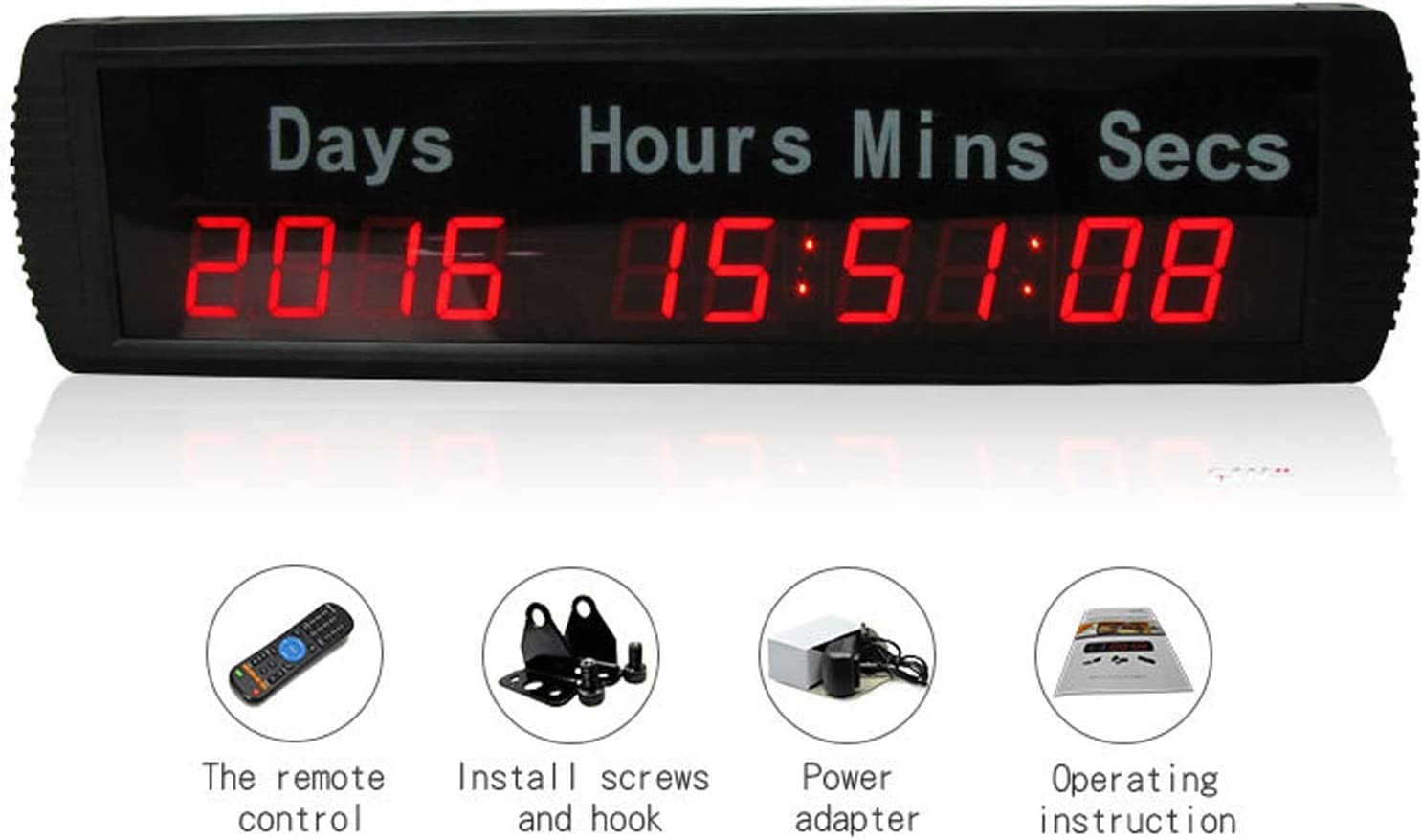 Reloj LED de cuenta regresiva de día, reloj de pared digital para días de cuenta atrás/arriba, temporizador de 24 horas con formato de minutos, perfecto para laboratorio, hogar, oficina