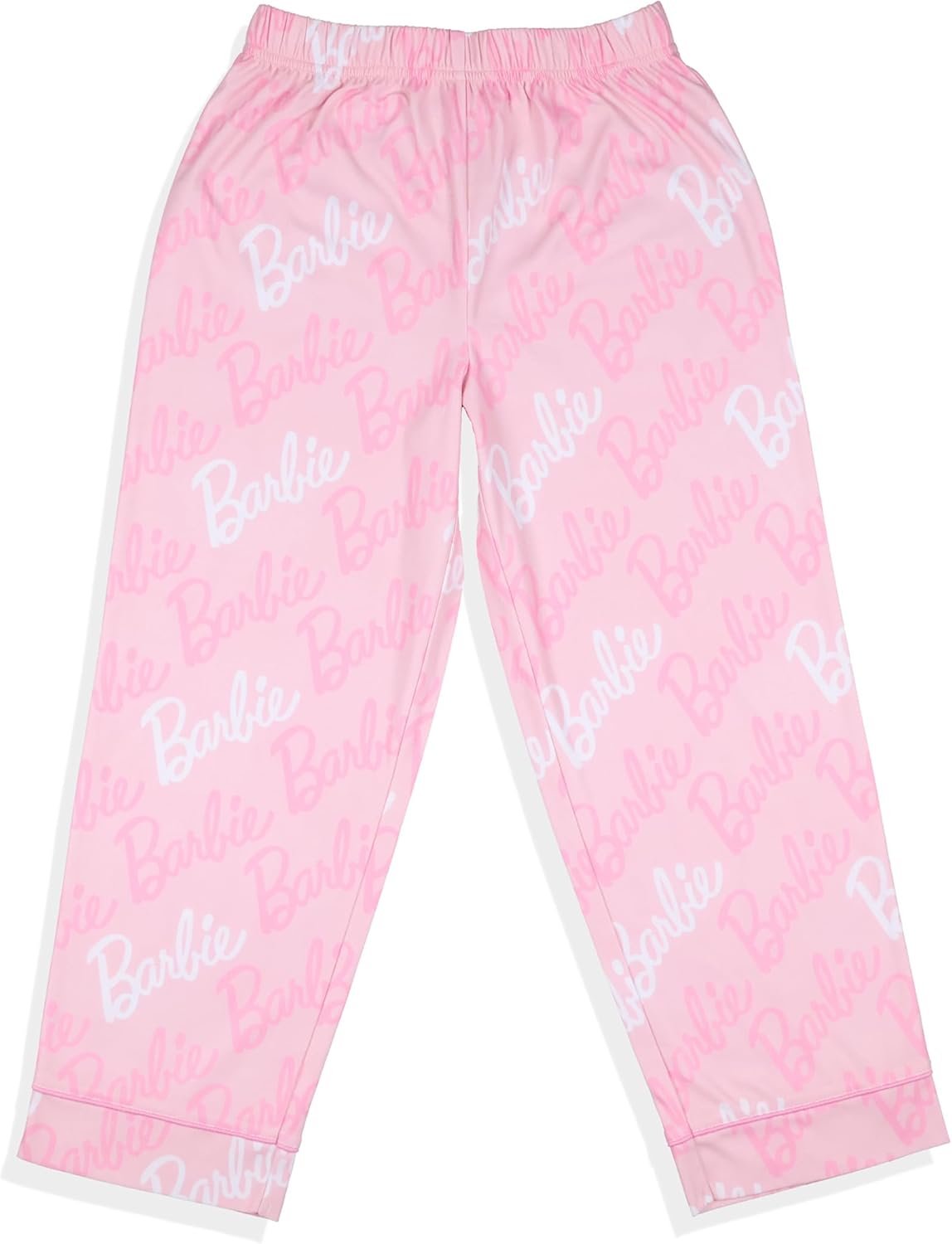 Barbie Pajama Girls' Barbie Logo Button Front Long Sleeve Shirt and Pant 2 Piece Set Sleepwear - Image 6