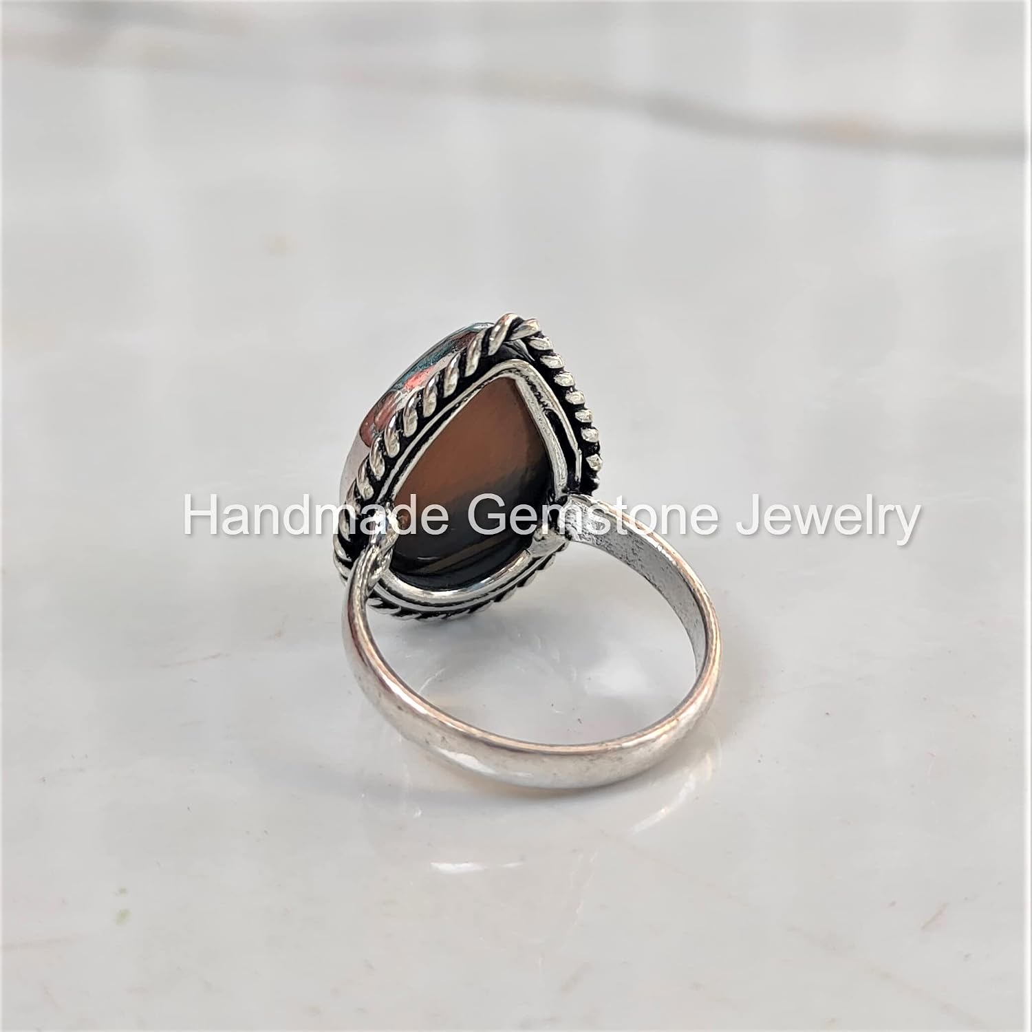 Natural Tiger Eye Ring, Anniversary Ring, Promise Ring, Pear Tiger Eye Ring, Teardrop Stone Ring, Yellow-Brown Stone Ring, Protection Ring, Healing Crystal Ring, Vintage Ring, Tiger Eye Jewelry