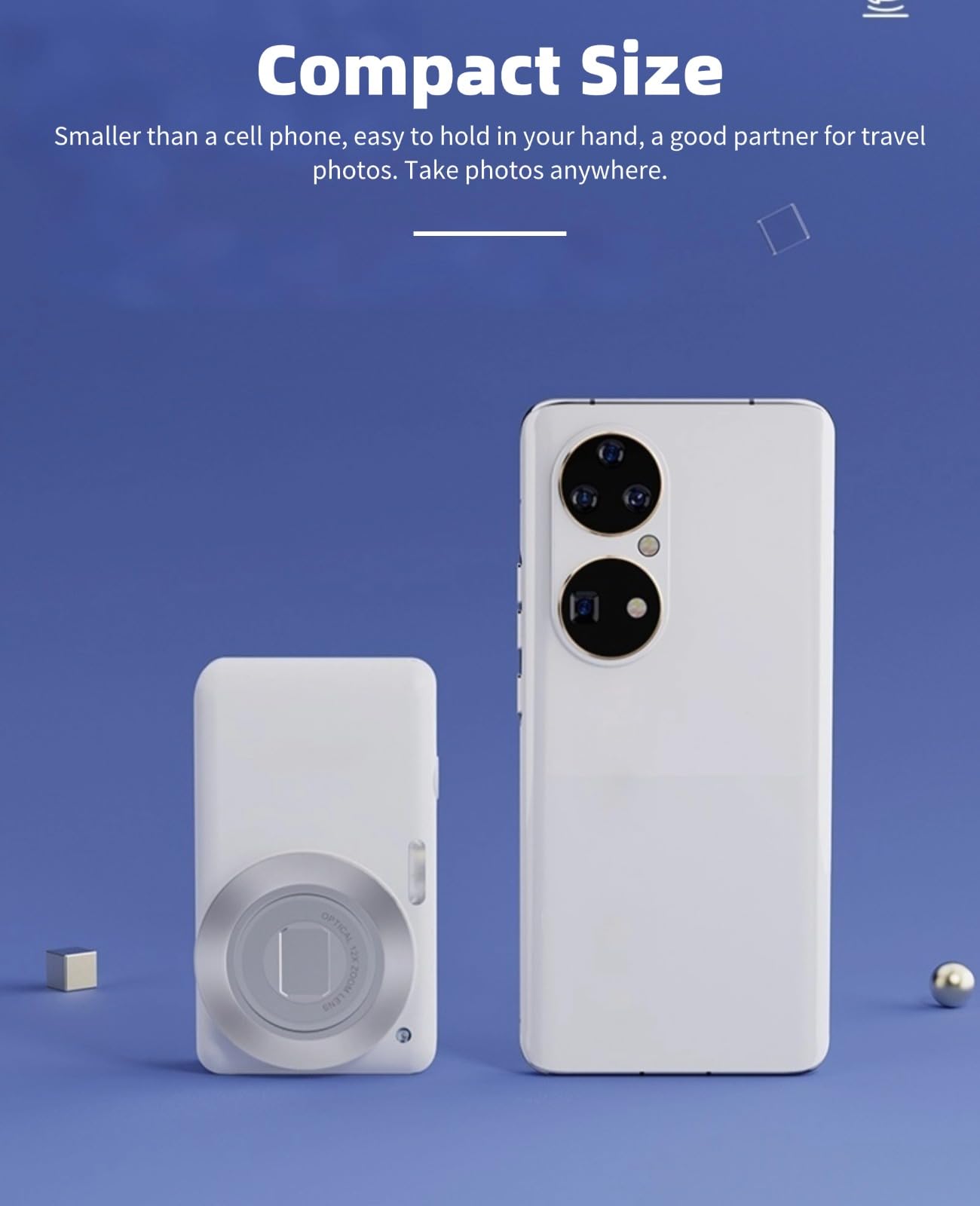 Aparat Cyfrowy 4K do Fotografii, Kamera Vlogging 64MP dla YouTube, 3 -calowy Ekran Kompaktowy Aparat Podróżny dla Nastolatków z 10x Optycznym Zoomem Cyfrowym, Autofokus,
