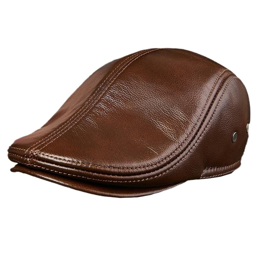 Cappello Da Giornalaio In Vera Pelle Da Uomo Cappello Piatto Vintage Ivy Cappelli Gatsby Berretto Caldo Alla Moda Cappello Da Caccia E Pesca