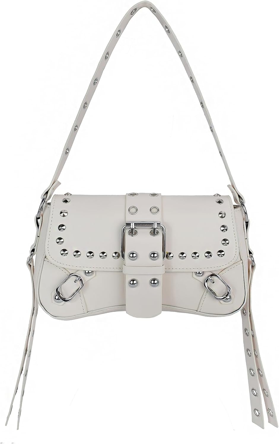 SongKedora Women Studded Rivet Punk Shoulder Bags Y2K Trendy Purse PU Leather Hobo Bag Small Clutch Cute Purse