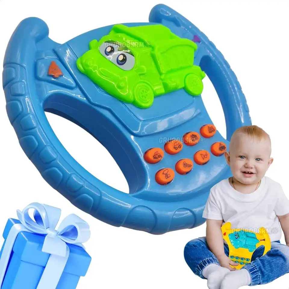 Brinquedo Volante Interativo Musical Infantil com Som Buzina Bebês 12 Meses 1 Ano Presente Menino Menina Natal Dia das Crianças Aniversário Educativo Pedagógico Creche Escolinha Escola