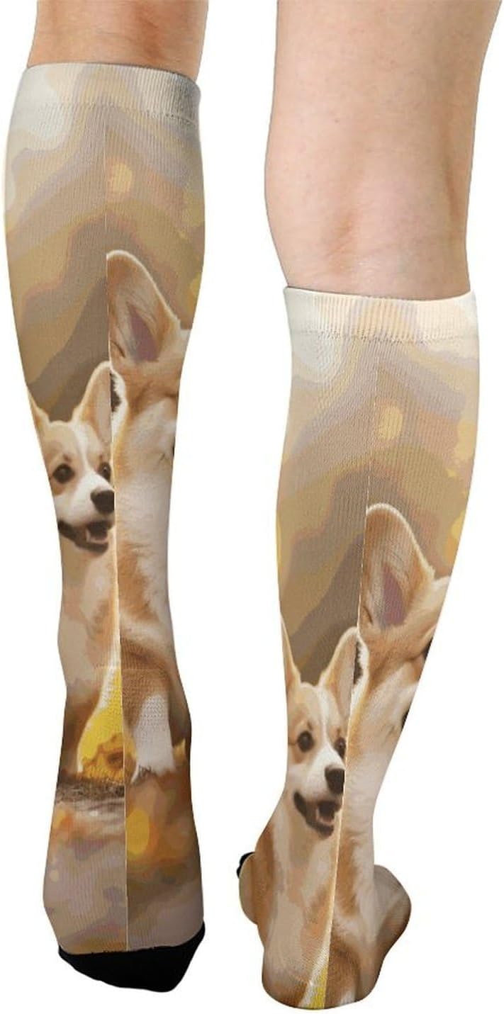 Corgi Dog Knee High Soccer Socks Moisture Wicking