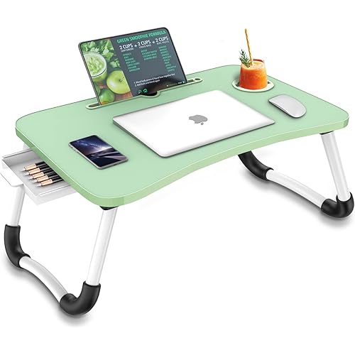 Zapuno Multi-Function Laptop Bed Table with Storage Drawer and Cup Holder, Lap Desk Stand Tray for Eating, Reading and Working