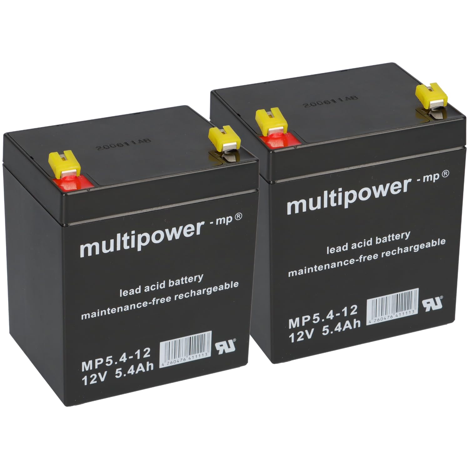 Lot de 2 batteries gel plomb 12 V 5,4 Ah compatibles avec Rebotec à monter soi-même