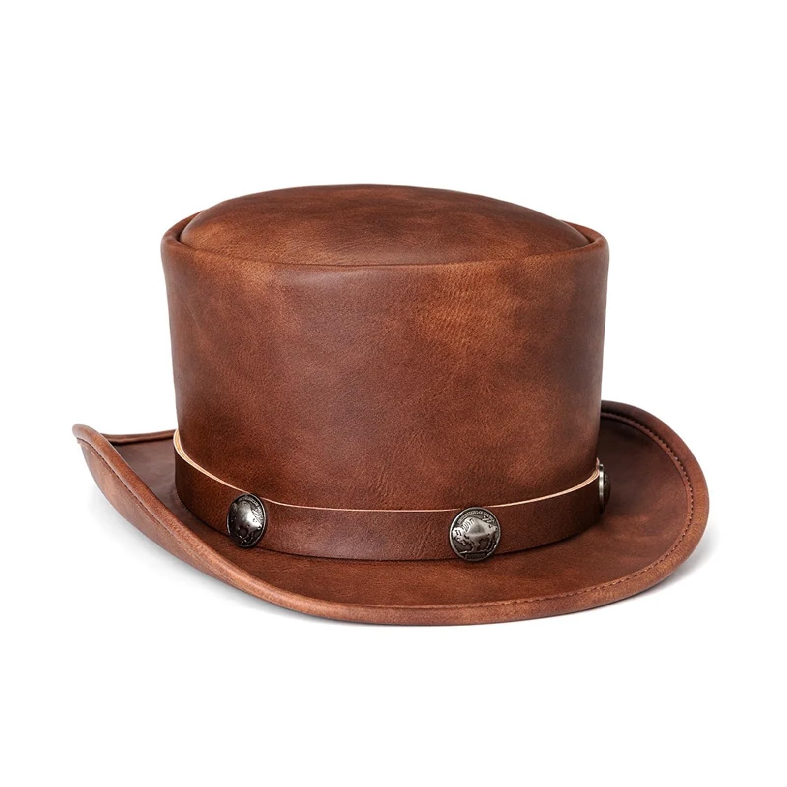 Sombrero Fedora Hombre Sombrero gótico Punk Steampunk, Gorra de cúpula de Cuero PU Retro Industrial, Disfraz de Bruja mágica Unisex