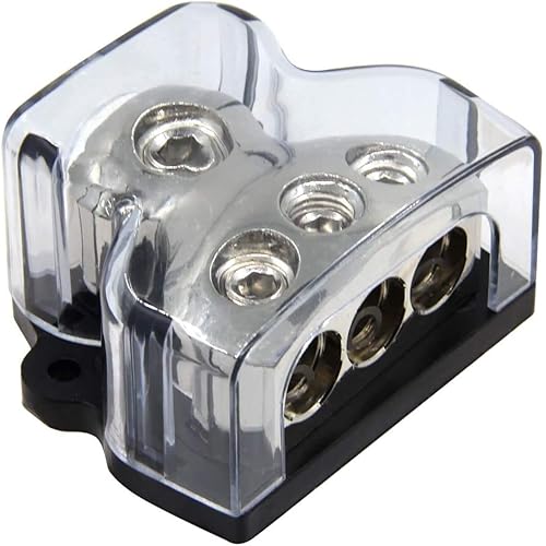 Miniatura 2 de Bloque de distribución de energía de 3 vías, calibre 024 AWG, calibre 4810, bloque de conexión de distribución de amplificador estéreo de audio para