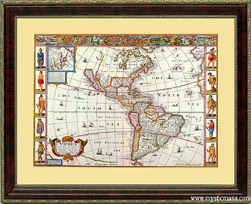 Old World Map Print North and South America