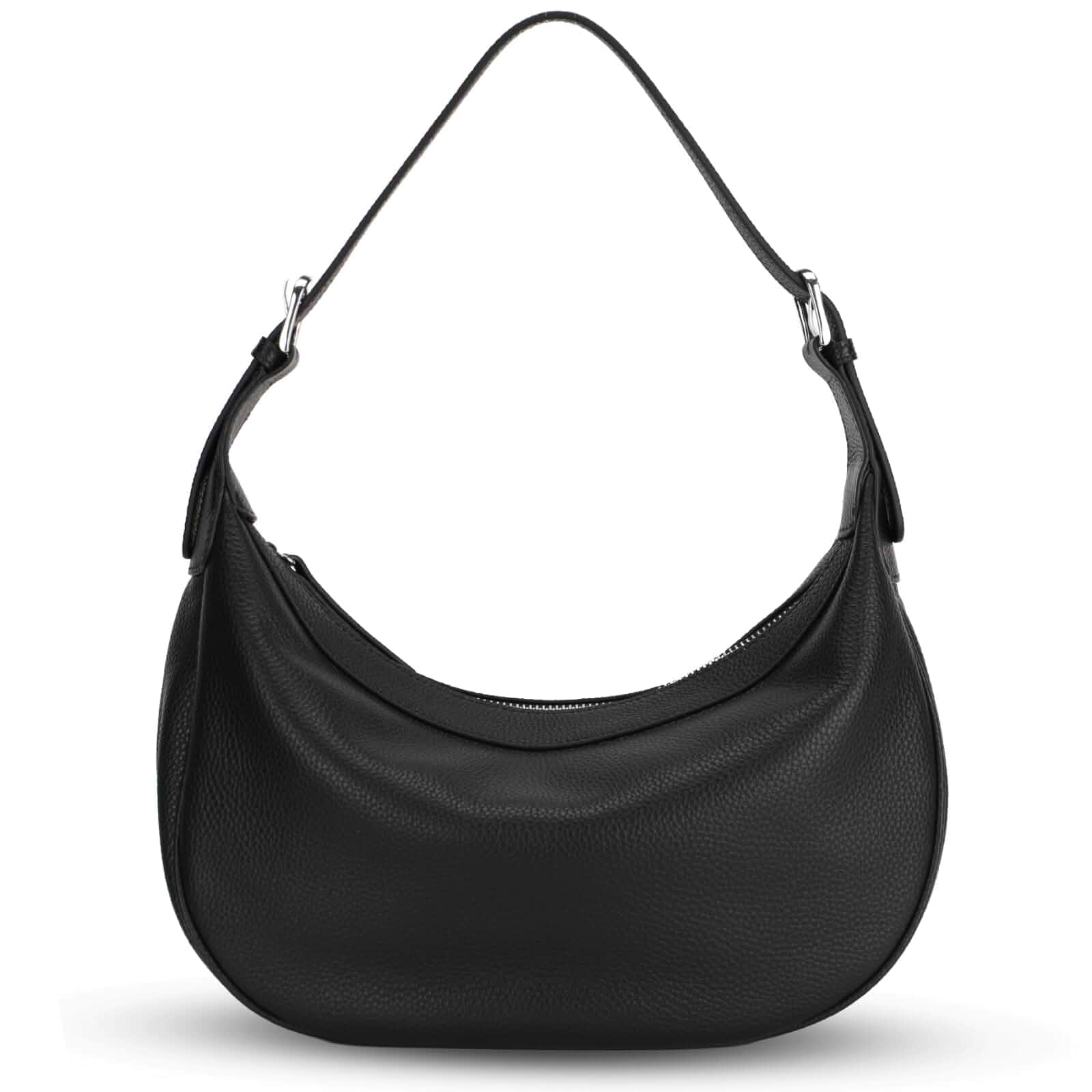 Genuine Leather Crescent Hobo Bag for Women with Two Adjustable Straps