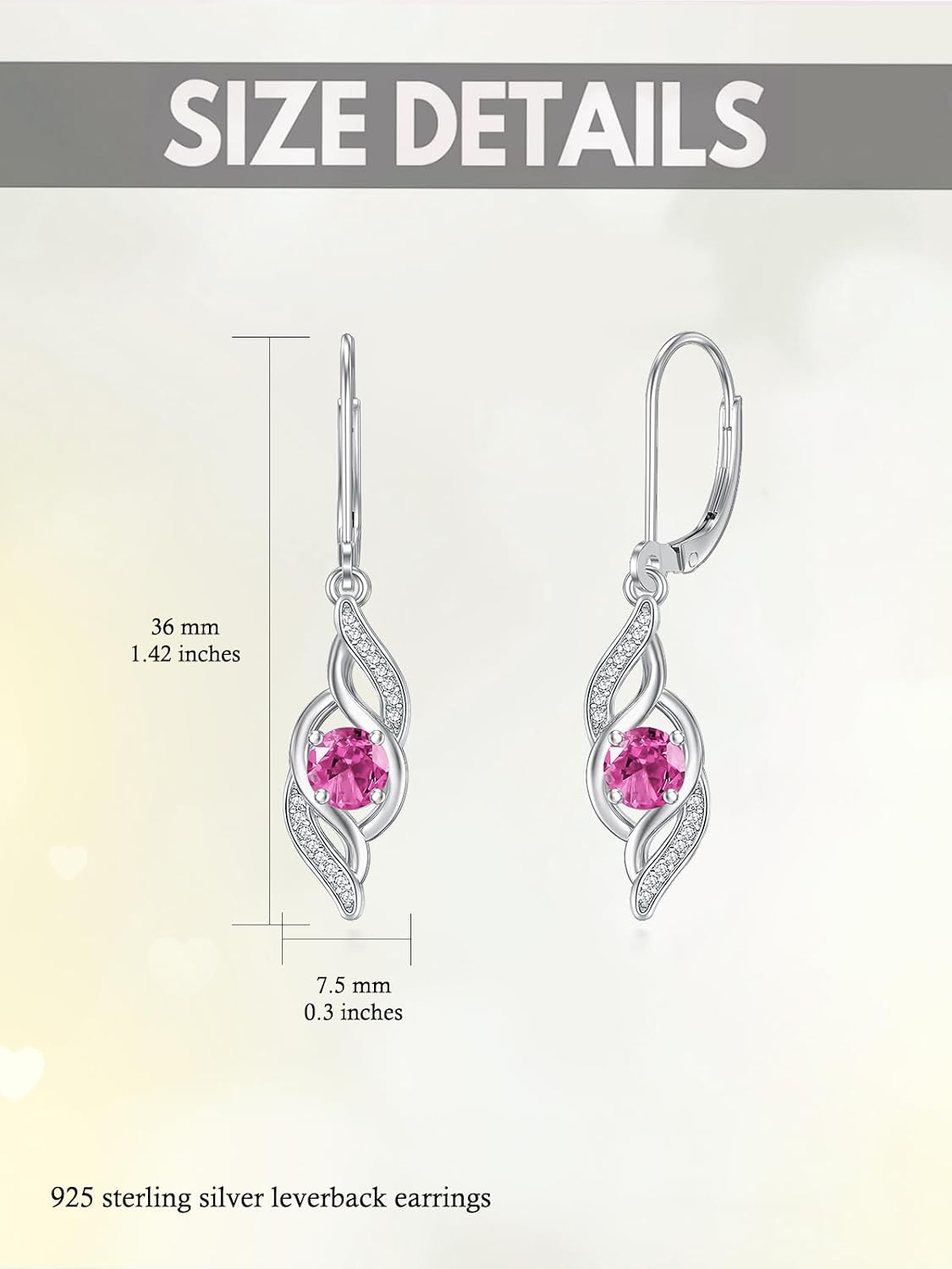 HPQQ Infinity Birthstone Earrings for Women 925 Sterling Silver Love Infinity Earrings Fine Jewelry Mothers Day Birthday Gifts for Wife Mom Her