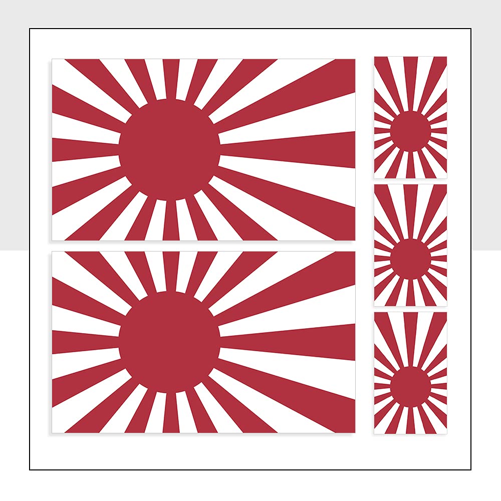 Mixed Pack of 5 Japan Flag Stickers Pack of 4 (160 x 80mm) Waterproof JP Flag Labels for Bike Van Windows Laptop iPad Helmet Bumpers Packwith® #P1013