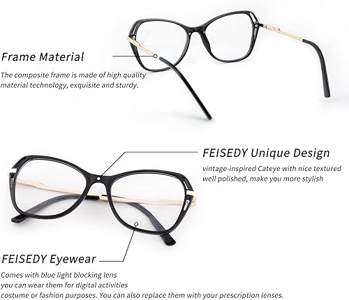 Miniatura 5 de FEISEDY Cateye B4069 - Lentes de bloqueo de luz azul para computadora para mujeres y hombres