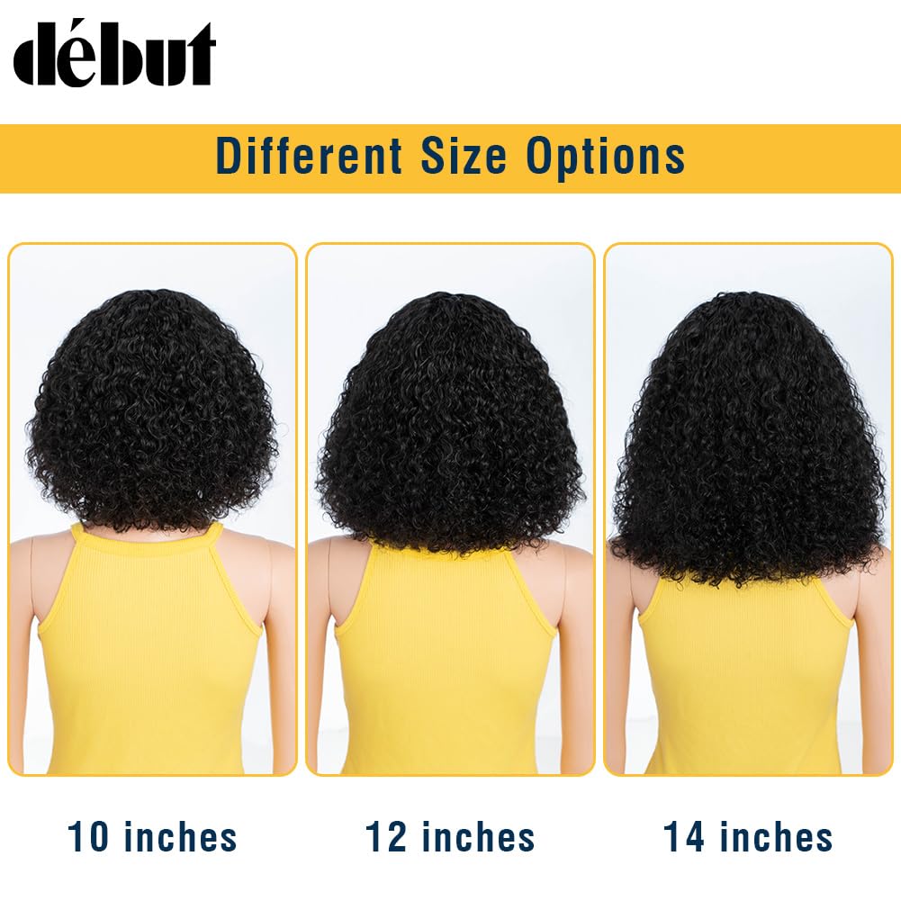 Parrucca dei capelli umani con frangetta, parrucca corta riccia Bob capelli veri Jerry Curl Bob per donne nere 150% densità non pizzo anteriore parrucca senza colla (30 cm, 1B)