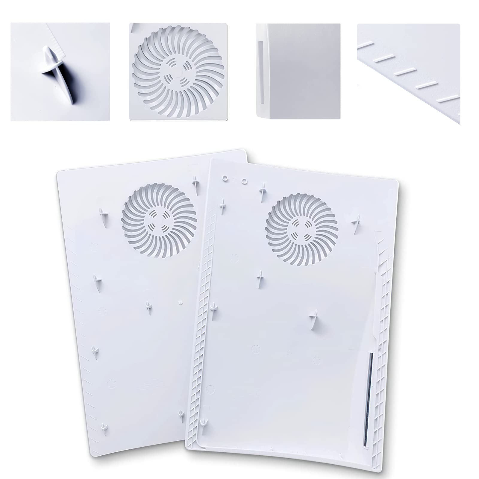 Abdeckplatten mit Kühlung für PS5 Disc Edition Konsole, Zubehör für PlayStation 5 Frontplatten Seitenteile Shell Ersatz Schutzblenden (Weiß)